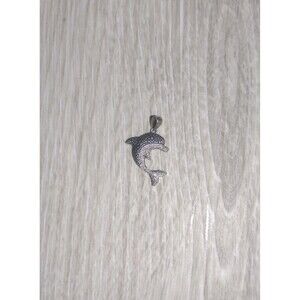 Sterling Silver Dolphin Pendant - Diamond Accent - JCM 925